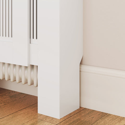 Rootz Radiator Cladding - Heating Cover - Shield - Optimal Heat Flow - Adjustable 125-201cm x 19cm x 81.5cm - MDF White Finish
