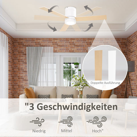 Rootz Ceiling Fan with LED Light - Ceiling Lamp - Ceiling Fixture - Remote Control - 2-in-1 Design - 112cm x 25cm