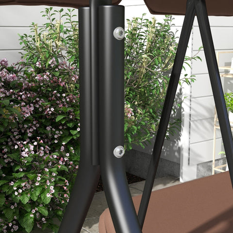 Rootz Hollywood Swing Garden Swing - 3 Seater - Weatherproof Swing - Adjustable Roof - 172cm x 110cm x 153cm - Brown