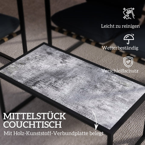 Rootz 4-Part Garden Furniture Set - Outdoor Patio Set - Balcony Furniture - Padded Comfort - 114cm x 70cm x 67cm