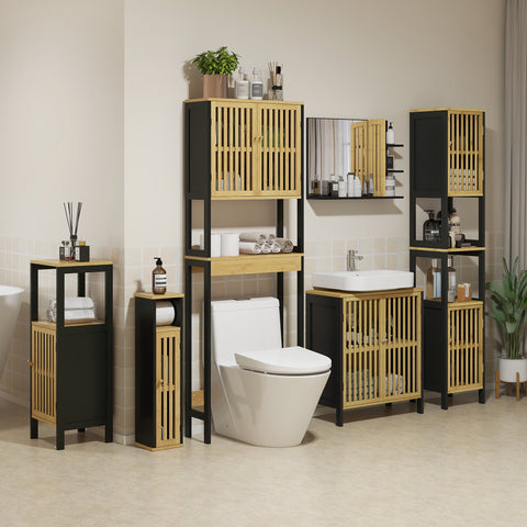 Rootz Bamboo Toilet Shelf - Bathroom Storage Rack - Over Commode Organizer - Space Saving Design - 60L x 21.5B x 172H cm