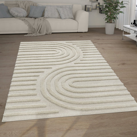 Soft High-Pile Rug - Minimalist Scandinavian & Geometric Patterns - Durable & Elegant