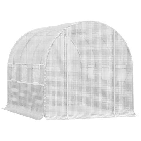 Rootz Foil Greenhouse - 6 Roll Up Windows - Zip Door - UV-resistant - Stainless Steel Frame - White - 2.95 x 2 x 2m