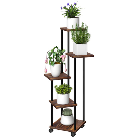 Rootz 5 Level Flower Stand - Plant Stand - Offset Design - Optimal Sunlight - 59l x 59b x 110h cm