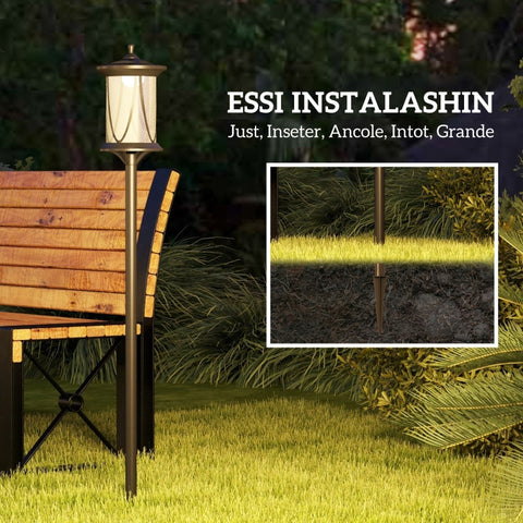 Rootz Solar Path Light - Outdoor Garden Lantern - Solar Powered Landscape Light - Dusk to Dawn Operation - Weatherproof - 17cm x 17cm x 127cm