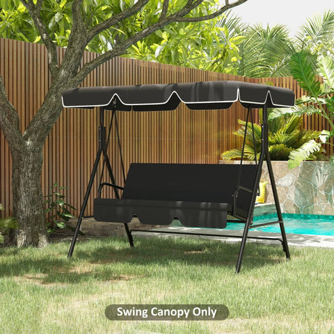 Rootz Garden Swing - Hollywood Swings - Replacement Roof - Canopy - UV50+ Protection - Protection Rain - Foldable - Space-saving - Polyester - Black - 192 X 144 Cm