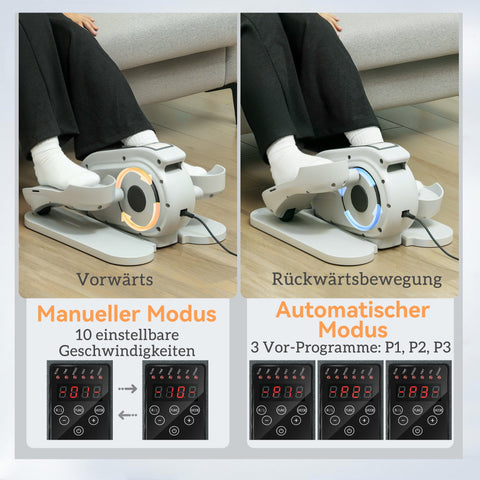 Rootz Mini-EllipStrainer - Seat Pedal Trainer - Compact Elliptical - 10 Speed Levels - LCD Remote - 45cm x 42cm x 27cm