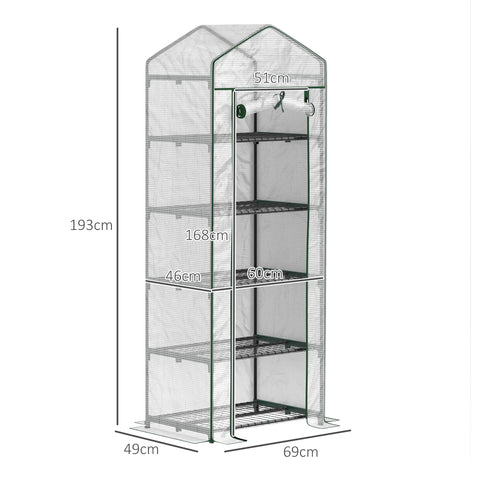 Rootz Mini-Greenhouse - Plant Shelter - Garden Greenhouse - Enhance Growth - 69x49x193cm - Sturdy Steel & Plastic