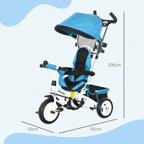 Rootz 6-in-1 Children's Trike - Toddler Bike - Kids Tricycle - Stability & Storage - Blue - 95cm x 50cm x 106cm