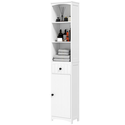 Rootz Bathroom Cabinet with Shelves - Storage Unit - Organizer - Easy Clean, 34cm x 24cm x 170.5cm