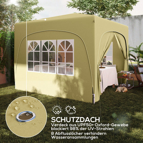Rootz 3x3m Pop-Up Garden Tent - Outdoor Gazebo - Party Tent - UPF50+ Protection - 300cm x 300cm x 273cm
