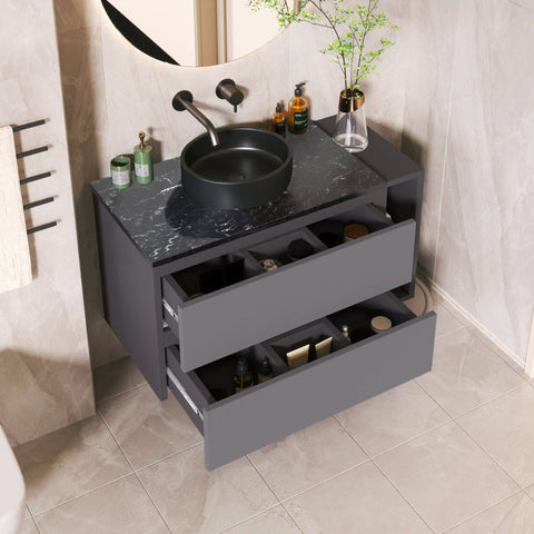 Rootz Hanging Sink Cabinet - Bathroom Vanity - Space-saving Storage - Durable MDF - 80cm x 44cm x 60.5cm