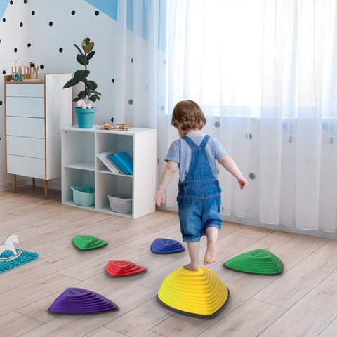 Rootz 6-Set Balancing Stones - Stepping Stones - Sensory Toys - Non-Slip Design - 37.5cm x 16cm, 34.3cm x 7.6cm, 23cm x 23cm x 4.3cm