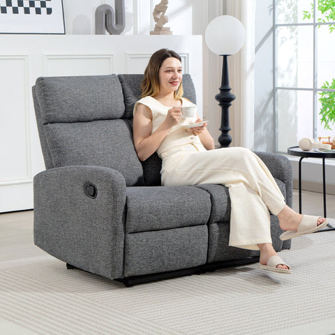 Rootz 2-Seater Sofa - Adjustable Recliner - Grey Fabric Couch - Comfortable Seating - 114cm x 98cm x 157cm
