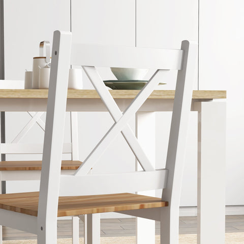 Rootz 4 Piece Dining Room Chair Set - Kitchen Chairs - Coastal Style - Sturdy Pine Wood - 41x46.5x86cm