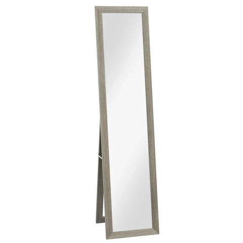 Rootz Standing Mirror - Including Wall Mounting - Floor Mirror - Wood Look - Wall Mirror - Framed Mirror - MDF-glass - Gray - 37 cm x 40 cm x 155 cm