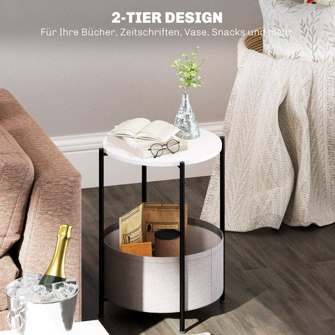 Rootz Round Side Table - Coffee Table - Bedside Table - Elegant Design - 44cm x 44cm x 56cm
