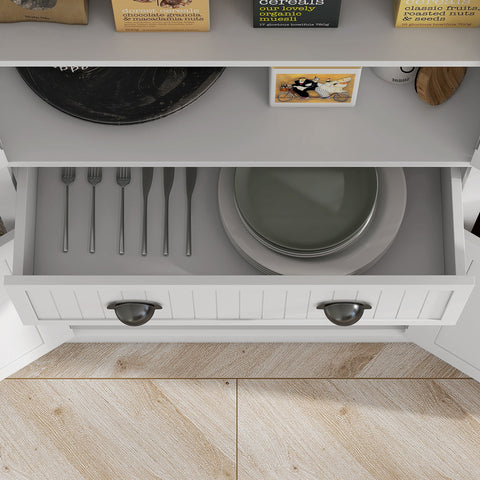 Rootz Kitchen Cabinet Buffet - Multi-Purpose Storage Unit - Adjustable Shelves - Durable Chipboard & MDF - 76.2cm x 40.2cm x 183cm - White