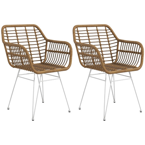 Rootz Rattan Dining Chairs - Kitchen Chairs - Wicker Furniture - Comfortable Seating - 56cm x 60cm x 79cm