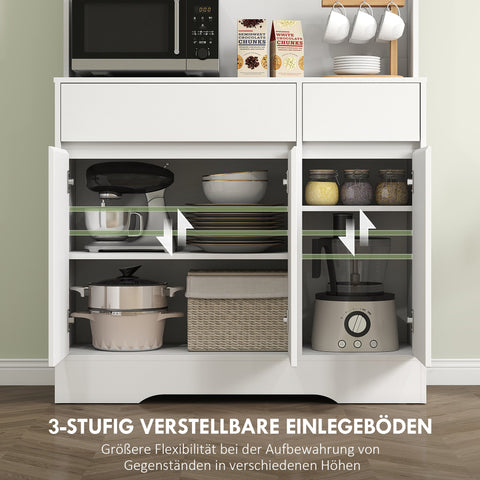 Rootz Kitchen Cabinet - Storage Unit - Pantry Organizer - Ample Storage - 100cm x 38cm x 180cm - White Chipboard