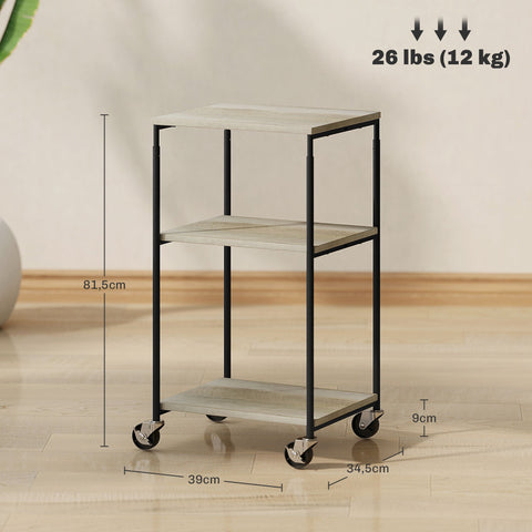 Rootz 3 Level Printer Stand - Mobile Printer Table - Adjustable Printer Holder - Height Adjustable - 39cm x 34.5cm x 72.5/81.5cm