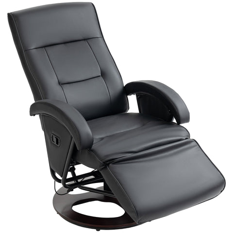 Rootz Rotatable Upholstered Chair - Swivel Chair - Recliner - Synthetic Leather Comfort - 66x86x107cm - Black