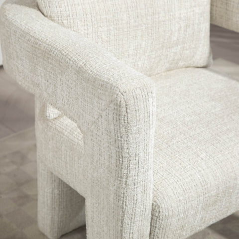 Rootz Beige Chenille Lounge Chair - Single Seat - Hollow Armrests - Ergonomic Design - 60L x 44W x 65H cm