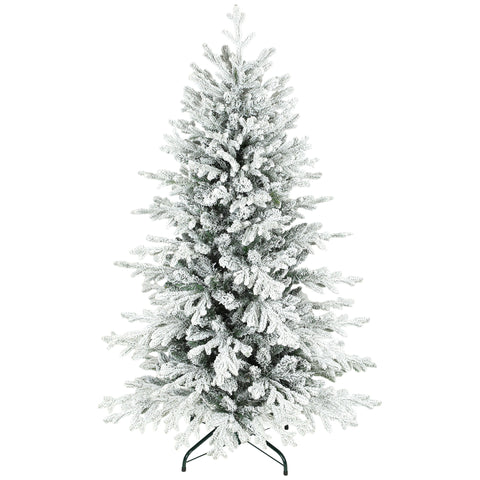 Rootz 150cm Artificial Christmas Tree - Snowy Xmas Tree - Flocked Pine - Realistic & Safe - Easy Assembly - 1162 Tips - Ø93 x 150H cm