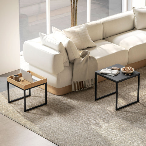 Rootz Modern Coffee Table Set - Coffee Tables - Side Tables - Durable MDF Steel - 45x45x45cm & 40x40x40cm