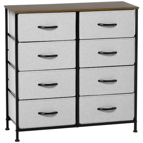 Rootz Chest of Drawers - Storage Organizer - Fabric Dresser - 8 Fabric Drawers - Metal Frame - 80x30x81.5 cm - Grey-Brown