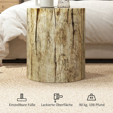 Rootz Side Table - Tree Stump Design - Weatherproof Concrete Table - Indoor & Outdoor Use - Ø37 x 43 cm - High Resilience - Ample Storage - Versatile Use