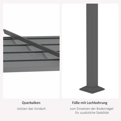Rootz Dark Gray Pergola - Terrace Roof - Retractable Canopy - Sun and Shade - 3.97m x 2.95m x 2.3m