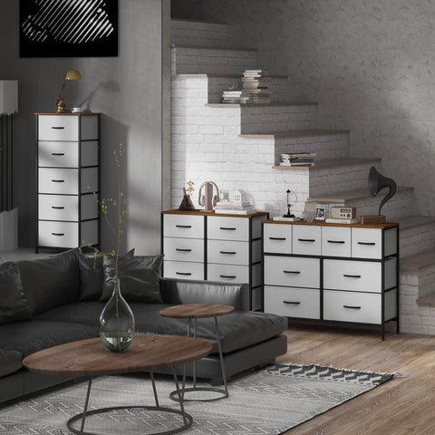 Rootz 8 Drawer Chest - Cabinet Drawer - Fabric Storage - Anti-Tipping Stability - 100 x 30 x 78 cm