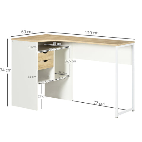 Rootz Corner Desk Computer Table - Work Desk - Office Table - Space-Saving - 120cm x 60cm x 74cm