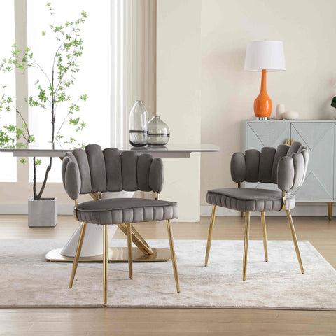 Rootz Velvet Dining Chair Set - Soft Seating - Ergonomic Chair - Velvet Fabric - 56cm x 58cm x 78cm