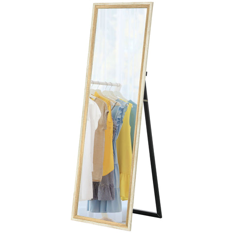 Rootz Full Body Mirror - Floor Mirror - Splinter-Free - Crystal Clear Reflection - 162.6 x 53.3 cm -Brown Frame