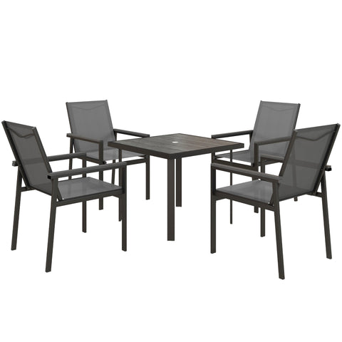 Rootz 5 Piece Garden Furniture Set - Outdoor Dining Set - Patio Table and Chairs - Tempered Glass Top - 88cm x 88cm x 72cm