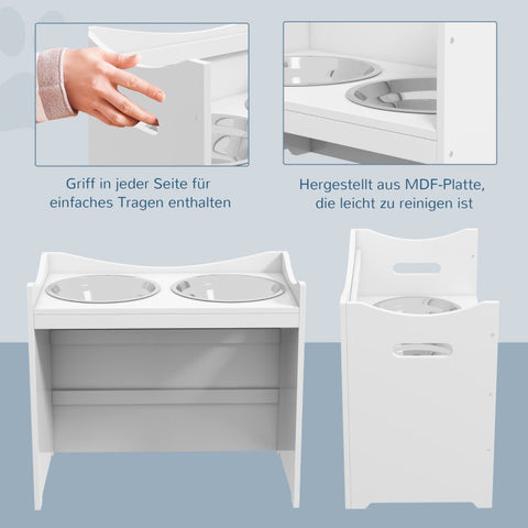 Rootz Adjustable Feeding Station - Durable Pet Feeder - Stylish Dog Bowl Stand - Ergonomic Design - Easy to Clean - 54cm x 31.5cm x 47cm - MDF & Stainless Steel