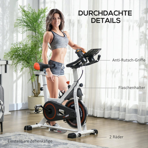 Rootz Exercise Bike - Indoor Cycling Bicycle - Home Trainer - 8kg Flywheel - Adjustable Resistance - Steel Frame - 103cm x 53cm x 100-114cm