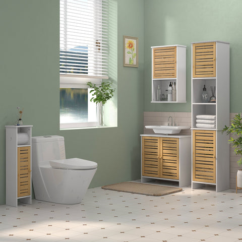Rootz Bathroom Washbasin Unit - Sink Cabinet - Storage Cabinet - Adjustable Shelf - 60x30x60cm Brown and White