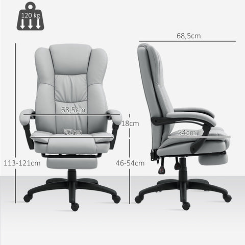 Rootz Ergonomic Swivel Chair - Adjustable Office Chair - Reclining Desk Seat - Massage Function - 68.5x68.5x113-121cm