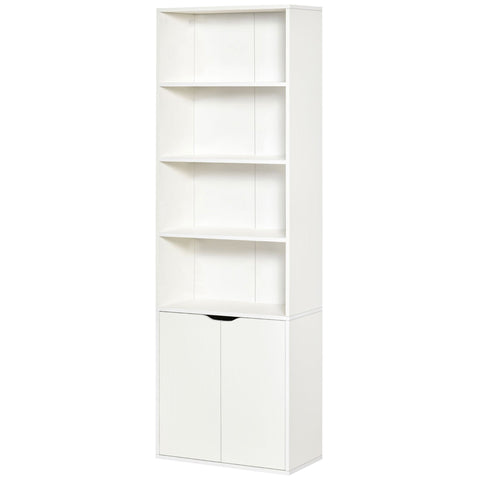 Rootz Bookcase - Bookshelf - Library Shelf - Discreet Storage - 59x29x180 cm White