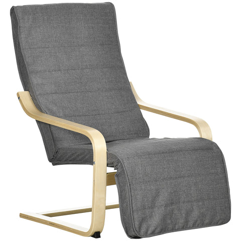 Rootz Accent Chair - Relaxation Chair - Recliner - Adjustable Footrest - Birch Wood - 66.5 x 94 x 100 cm