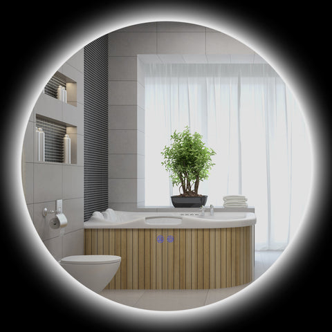 Rootz LED Round Bathroom Mirror - Wall Mirror - Touch Switch Mirror - Anti-fog Function - Ø 80 x 3.5T cm