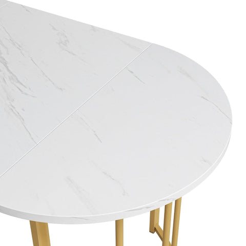 Rootz Modern Dining Table - Marbled Finish - Metal Legs - Durable & Stable - 138.5cm x 80cm x 75cm