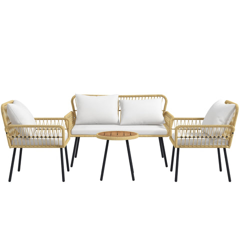 Rootz 4-Piece Garden Set - Patio Set - Outdoor Set - Durable Weather-Resistant - Armchair 65x66x80cm, Sofa 128x66x80cm, Table Ø45x46cm