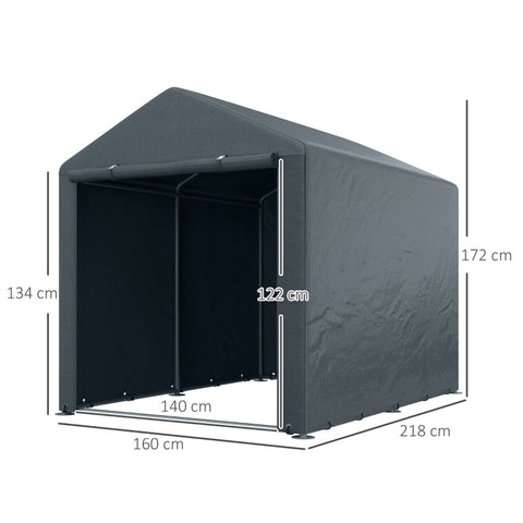 Rootz Tool Shed - Bike/Motorcycle Storage - Garden Equipment Shelter - UV-Resistant Tarpaulin - Galvanized Steel Frame - 160cm x 218cm x 172cm