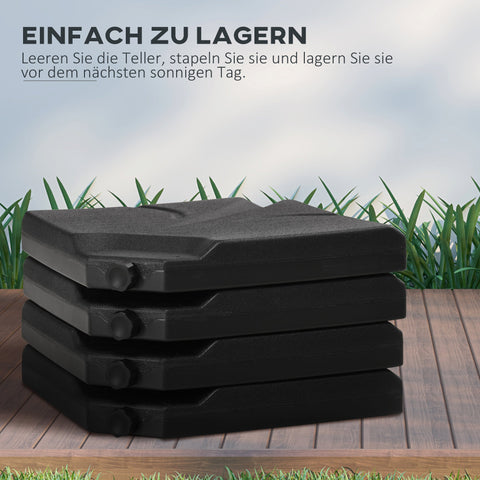 Rootz Parasol Stand Base Weights - Fillable HDPE Plastic - Umbrella Weights - Secure Parasol All Day - 103x103x8.3 cm - Black