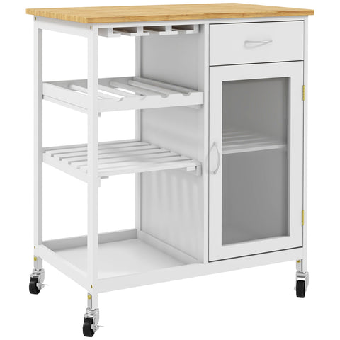 Rootz Kitchen Serving Trolley - Utility Cart - Mobile Cabinet - Spacious Storage - 76cm x 48cm x 88cm