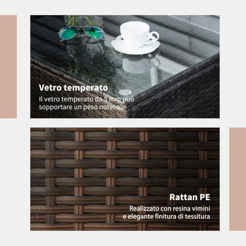 Rootz Garden Side Table - Outdoor Table - Patio Table - Durable & Weather-Resistant - Versatile Use - Easy Maintenance - 85cm x 50cm x 39cm - Metal & PE Rattan